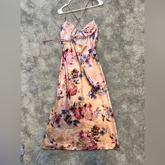 Satin Slip Floral Printed Midi Dress - Picture 5 of 7